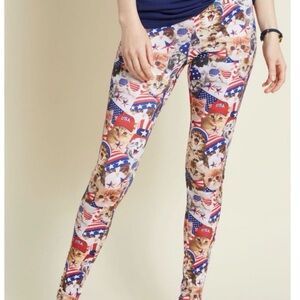 Tipsy Elves Patriotic 4th of July leggings cat stars size M Juniors